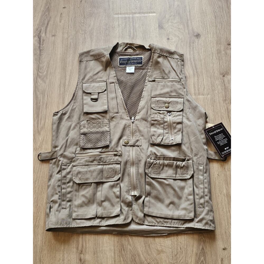 Field and Stream Fishing/Hunting Vest Utility Pockets Men's Large Tan